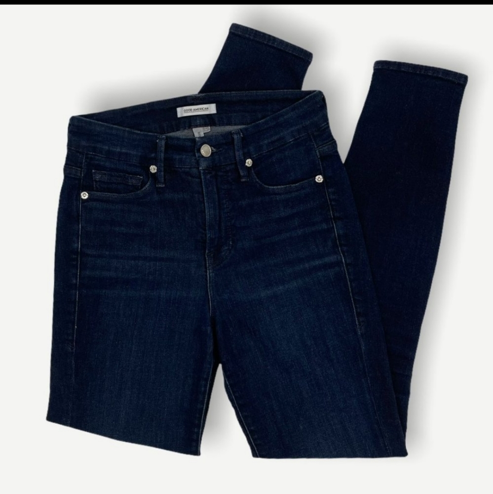 Good American Good Leg Skinny Jeans High Rise Dark